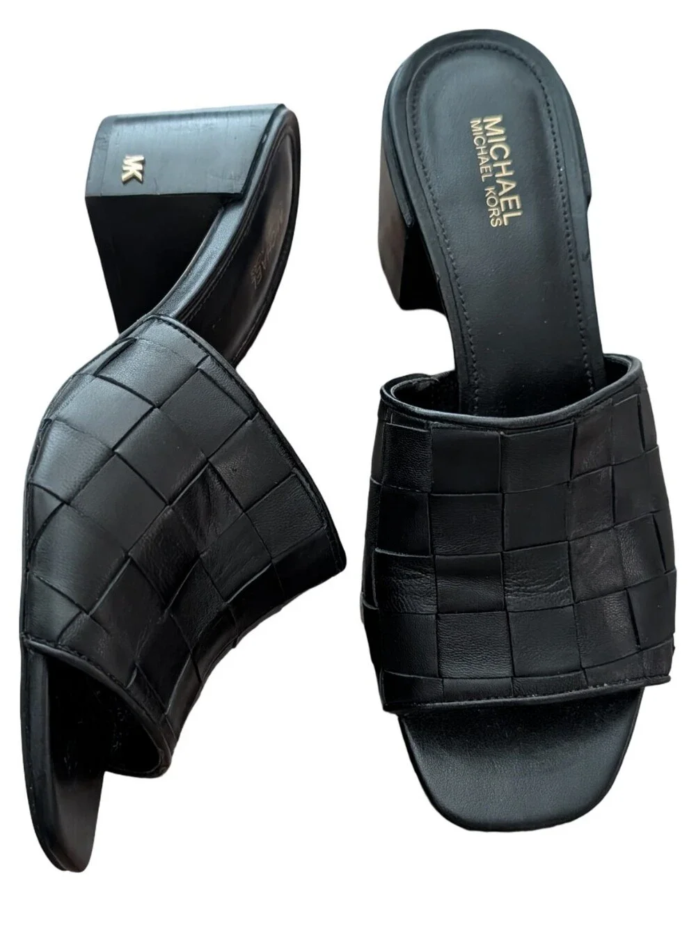Michael Kors Ingrid Woven Leather Midheel Mule Sandals Size 6